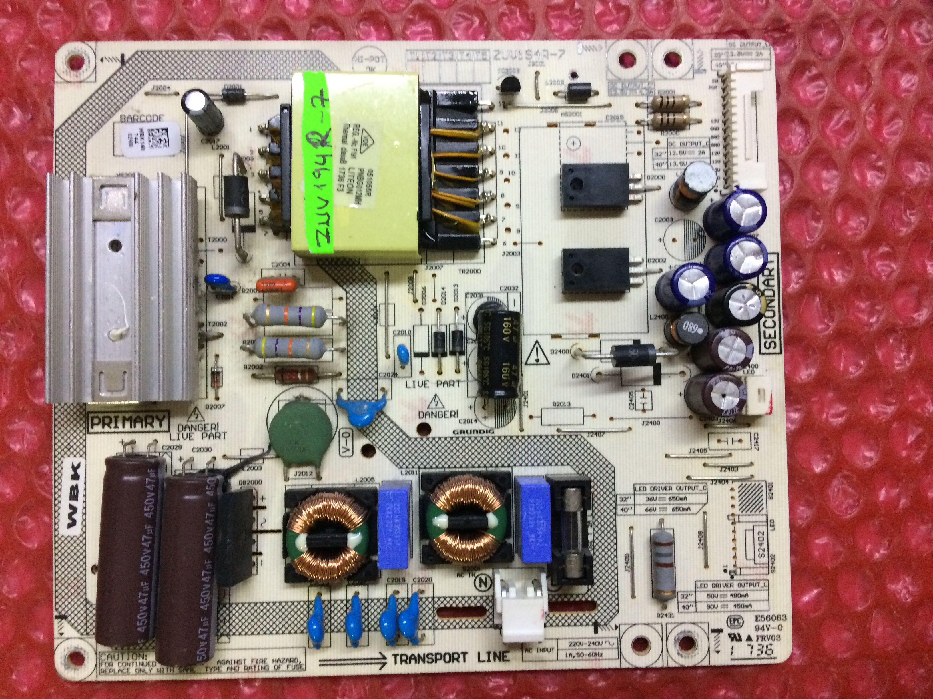 Arçelik beko led TV power kart ZUV194R-7
